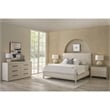 Pemberly Row Tidal Upholstered Queen Bed with White Rattan Frame