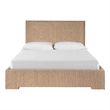 Pemberly Row Abaca Fiber Woven Queen Bed with Geometric Headboard in Oak