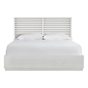 Pemberly Row Shoreline Louvered Panel Queen Bed in Coastal White Pine