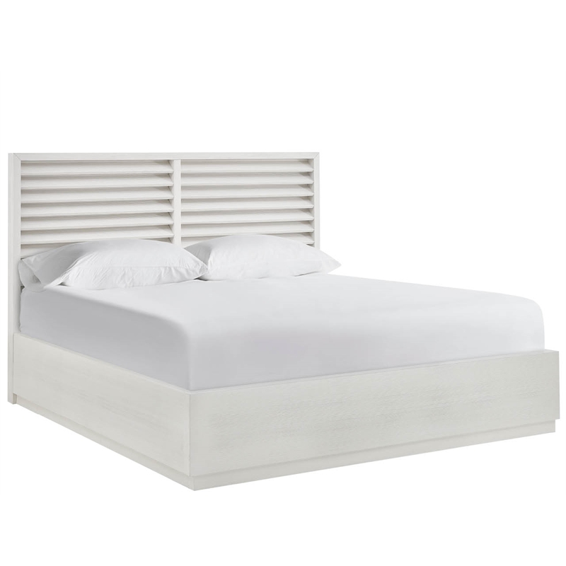 Pemberly Row Shoreline Louvered Panel Storage King Bed in White Pine