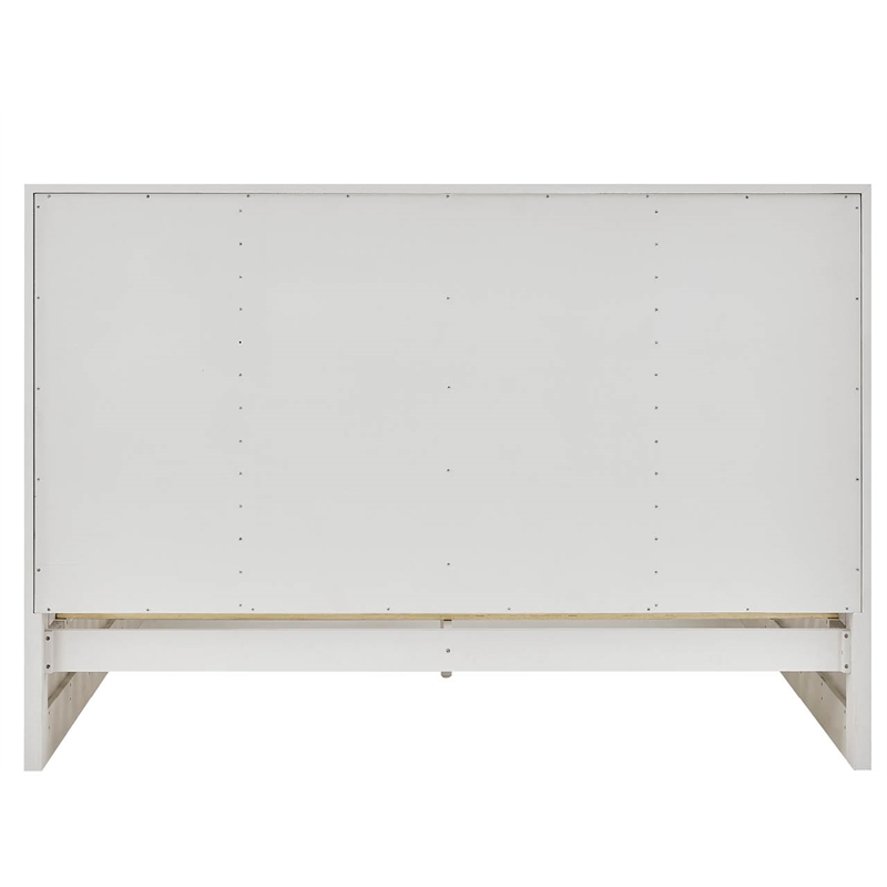 Pemberly Row Shoreline Louvered Panel Storage King Bed in White Pine