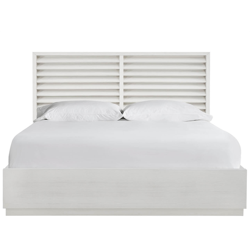Pemberly Row Shoreline Louvered Panel Storage King Bed in White Pine