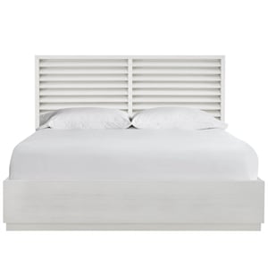 Pemberly Row Shoreline Louvered Panel Storage King Bed in White Pine