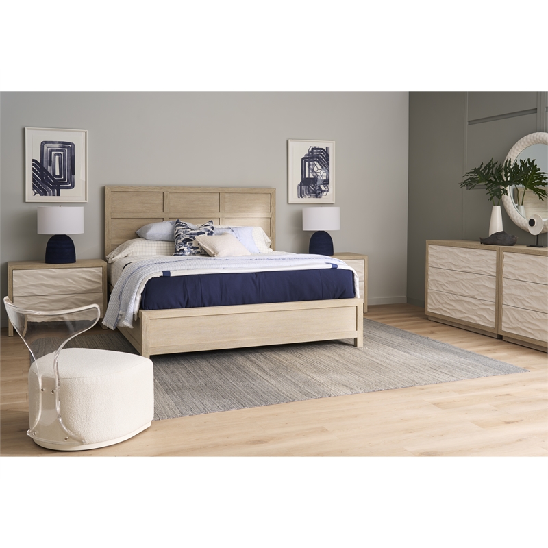 Pemberly Row Dockside 6-Panel Oak King Bed with Reversible Rails