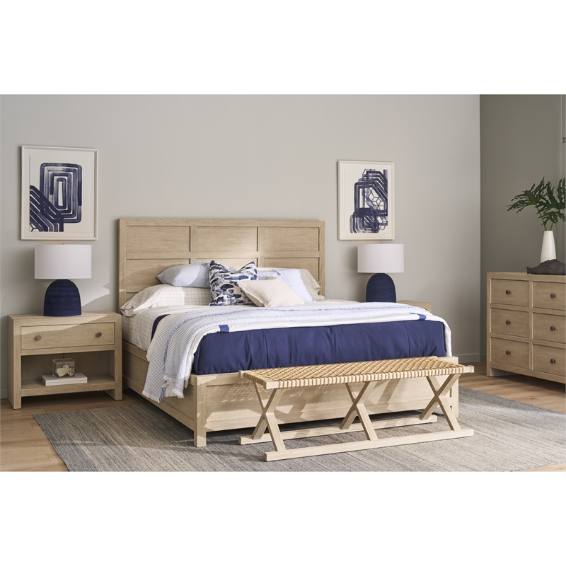Pemberly Row Dockside 6-Panel Oak King Bed with Reversible Rails