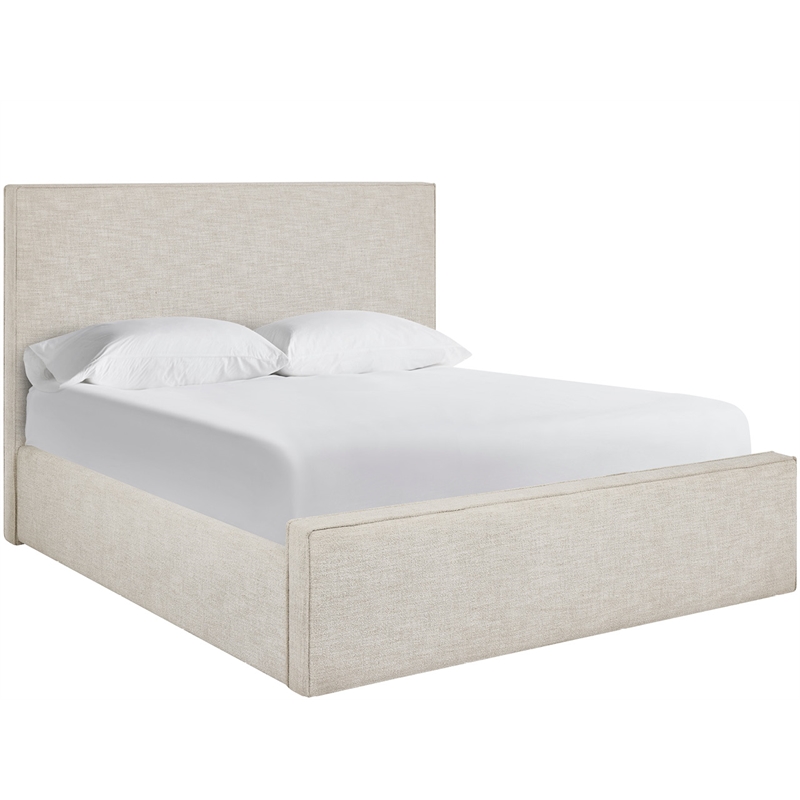 Pemberly Row Drift Upholstered Queen Bed in Yukon Sand with Oak Frame