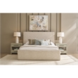 Pemberly Row Drift Upholstered Queen Bed in Yukon Sand with Oak Frame