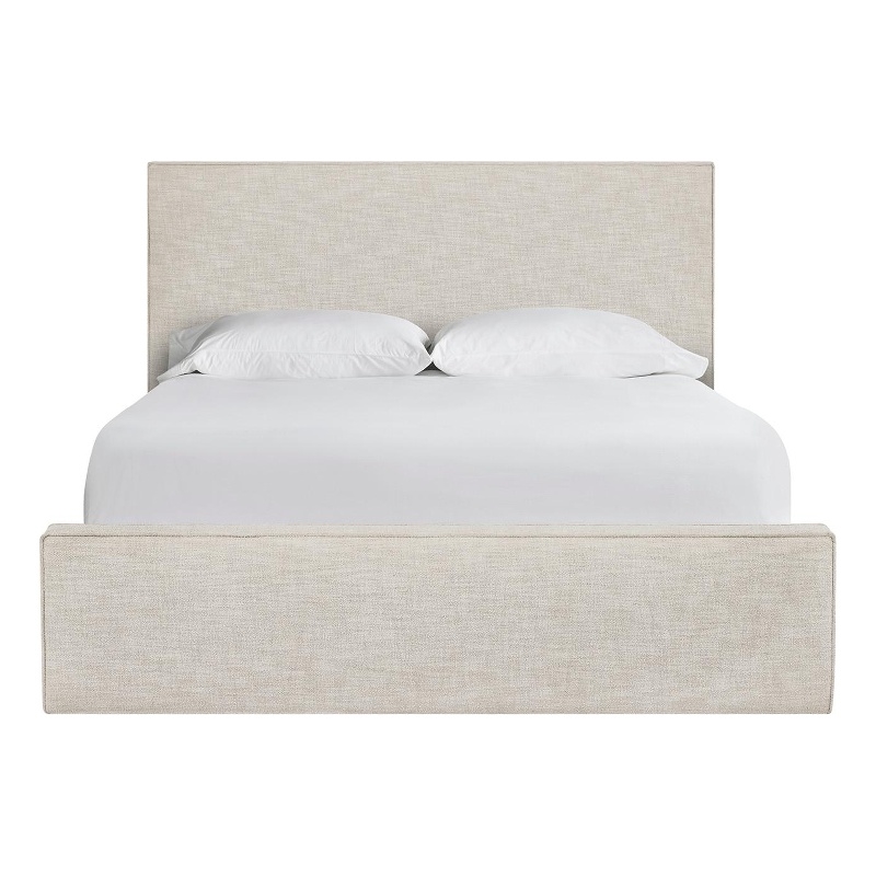 Pemberly Row Drift Upholstered Queen Bed in Yukon Sand with Oak Frame