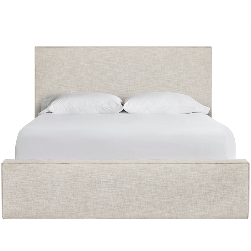 Pemberly Row Drift Upholstered King Bed in Yukon Sand with Oak Frame