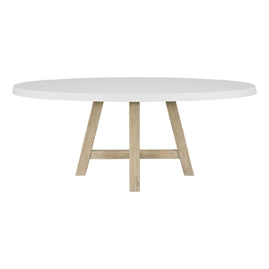 Pemberly Row Oval White Concrete and Oak Dining Table in Dockside Natural