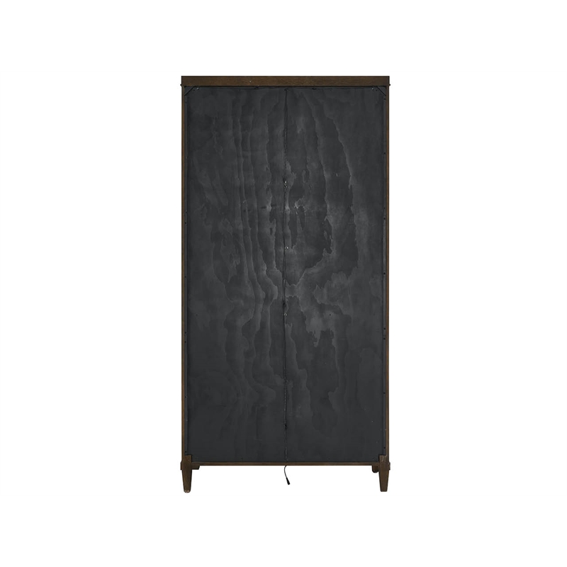 Pemberly Row Oak Cabinet with LED Lighting and Adjustable Shelves in Cocoa