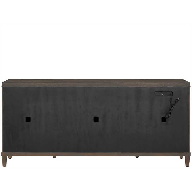 Pemberly Row Reeded Door Credenza with Silverware Tray in Cocoa
