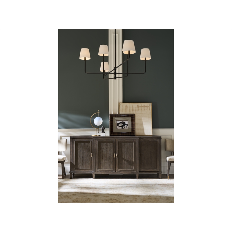 Pemberly Row Reeded Door Credenza with Silverware Tray in Cocoa
