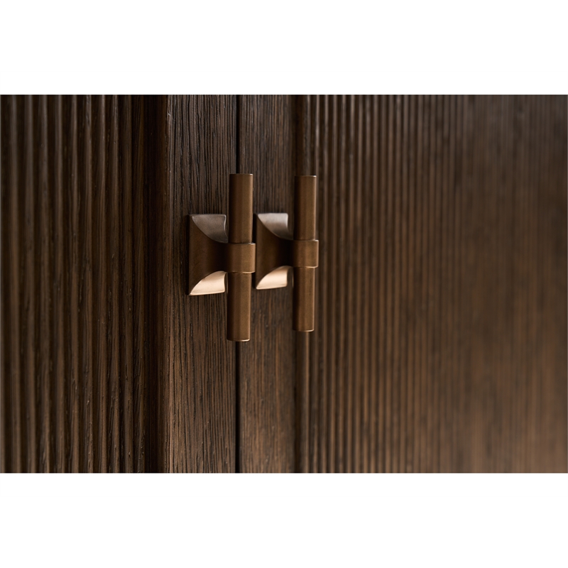 Pemberly Row Reeded Door Credenza with Silverware Tray in Cocoa