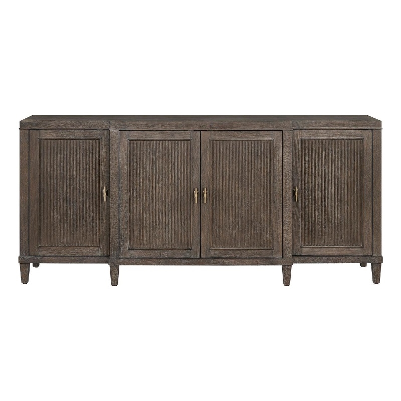 Pemberly Row Reeded Door Credenza with Silverware Tray in Cocoa