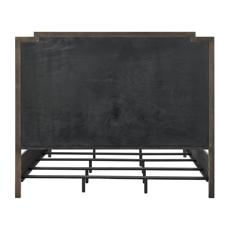Pemberly Row Notched Design Upholstered King Bed in Silken Fog Cocoa
