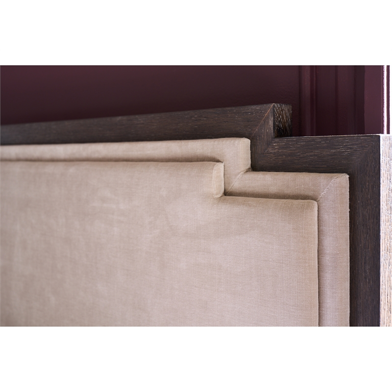 Pemberly Row Notched Design Upholstered King Bed in Silken Fog Cocoa