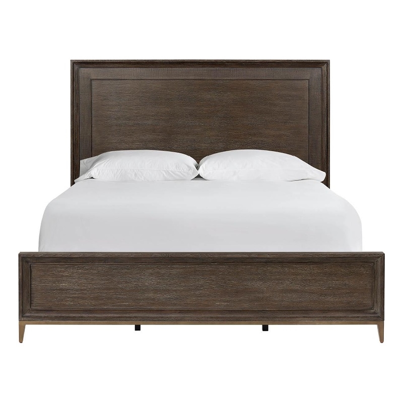 Pemberly Row Embossed Inset Panel Queen Bed with Metal Footboard in Cocoa