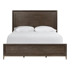 Pemberly Row Embossed Inset Panel Queen Bed with Metal Footboard in Cocoa