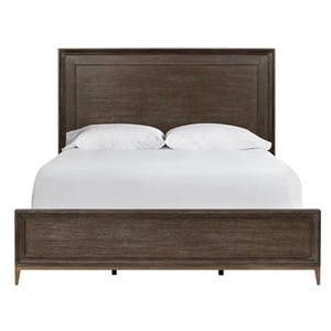 Pemberly Row Embossed Inset Panel King Bed with Metal Footboard in Cocoa