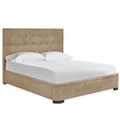 Pemberly Row Quilted Tufted Upholstered Queen Bed in Vail Toffee Leather