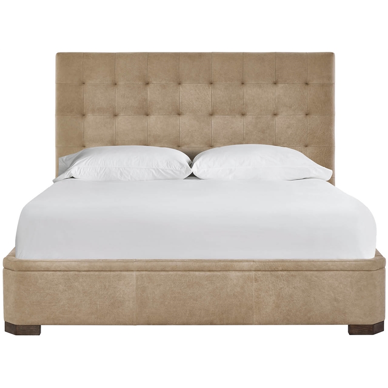 Pemberly Row Quilted Tufted Upholstered King Bed in Vail Toffee Leather