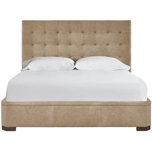 Pemberly Row Quilted Tufted Upholstered King Bed in Vail Toffee Leather