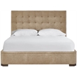 Pemberly Row Quilted Tufted Upholstered King Bed in Vail Toffee Leather