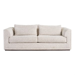 Pemberly Row Minimalist Wide Sofa with Spring Down Cushions in Ivory