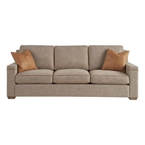 Pemberly Row Modern Squared Arm Sofa with Wood Frame in Fargo Birch Beige