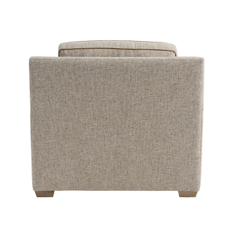 Pemberly Row Accent Chair with Down Cushions and Leather Welt in Beige