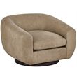 Pemberly Row Wide Seat Vail Toffee Leather Swivel Chair in Brown