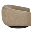 Pemberly Row Wide Seat Vail Toffee Leather Swivel Chair in Brown