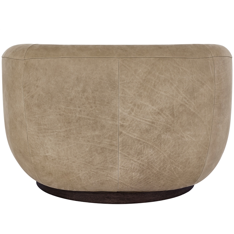 Pemberly Row Wide Seat Vail Toffee Leather Swivel Chair in Brown