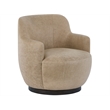 Pemberly Row Sculpted Occasional Swivel Chair in Tan Caribou Leather