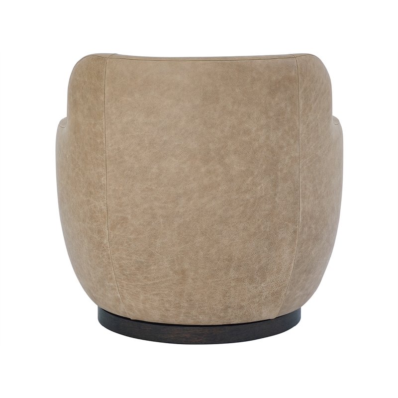 Pemberly Row Sculpted Occasional Swivel Chair in Tan Caribou Leather