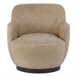 Pemberly Row Sculpted Occasional Swivel Chair in Tan Caribou Leather