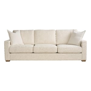 Pemberly Row Modern Squared Arm Polyester Sofa with Solid Wood Frame in Brown
