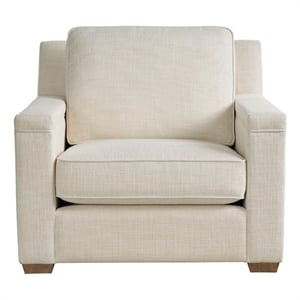 Pemberly Row Upholstered Padded Track Arm Accent Chair in Oatmeal Brown
