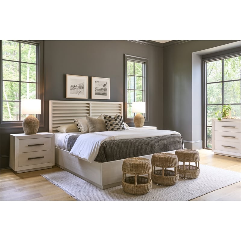 Pemberly Row 2-Drawer Coastal Pine Nightstand in Shoreline White