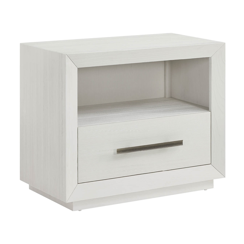 Pemberly Row Louvered Door Coastal Nightstand in Shoreline White