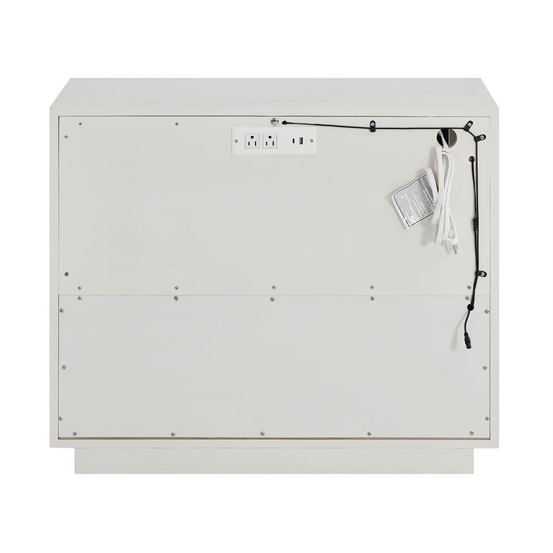 Pemberly Row Louvered Door Coastal Nightstand in Shoreline White