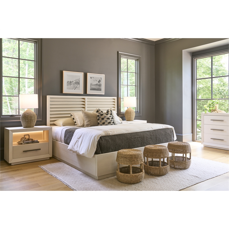 Pemberly Row Louvered Door Coastal Nightstand in Shoreline White