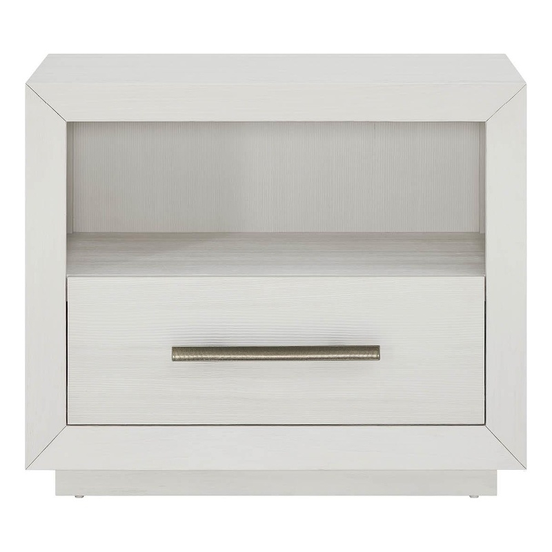 Pemberly Row Louvered Door Coastal Nightstand in Shoreline White