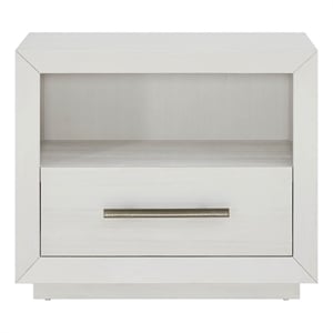 Pemberly Row Louvered Door Coastal Nightstand in Shoreline White
