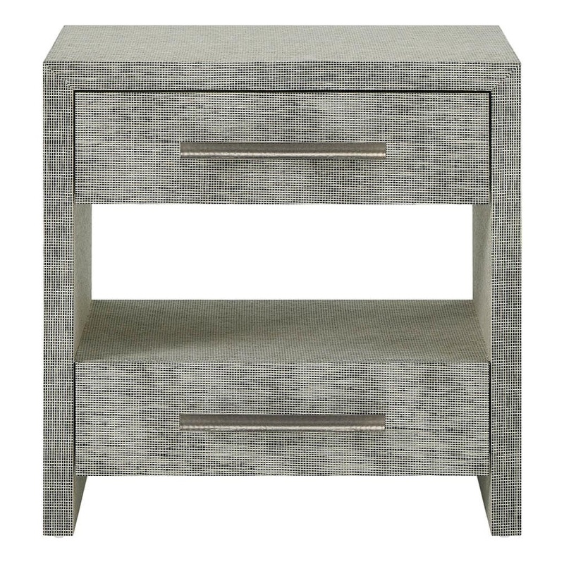 Pemberly Row Louvered Door Coastal Nightstand in Seascape Blue