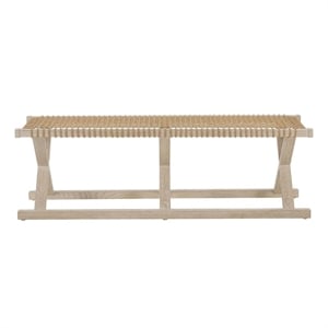 Pemberly Row Upholstered Storage Bench in Dockside Natural Tan Oak