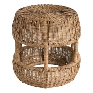 Pemberly Row Handwoven Slimit Abaca Counter Stool in Natural Brown