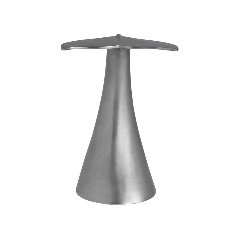 Pemberly Row Whale Tail Cast Iron Coastal Accent Table in Pewter