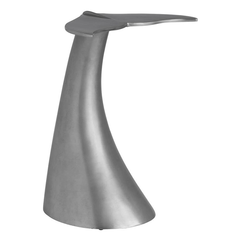 Pemberly Row Whale Tail Cast Iron Coastal Accent Table in Pewter